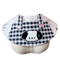 Retro Gingham Puppy Overalls Pet Bib – Black & White Checkered Collar with Fuzzy Puppy Patch