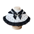 Gothic Polka Dot Dress Pet Bib – Luxury Sailor Collar with Pearl Charm & Black Satin Bow
