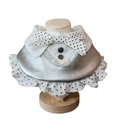 Futuristic Silver Metallic Pet Bib – Polka Dot Ruffle Collar with Vintage Silver Buttons