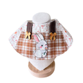 Sweet Bunny Plaid Overalls Pet Bib – Floral Suspenders Style Collar with Cute Bunny Patch