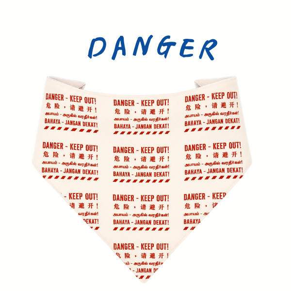 4-Language DANGER Scrunchie Bandana (water-repellent)