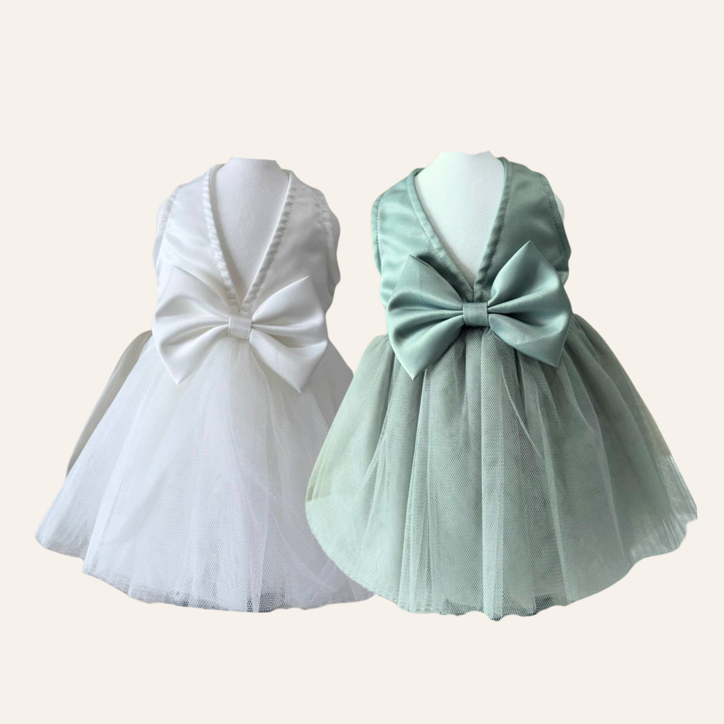 Dream Tutu Pet Dress Collection – Ivory/Sage Mint