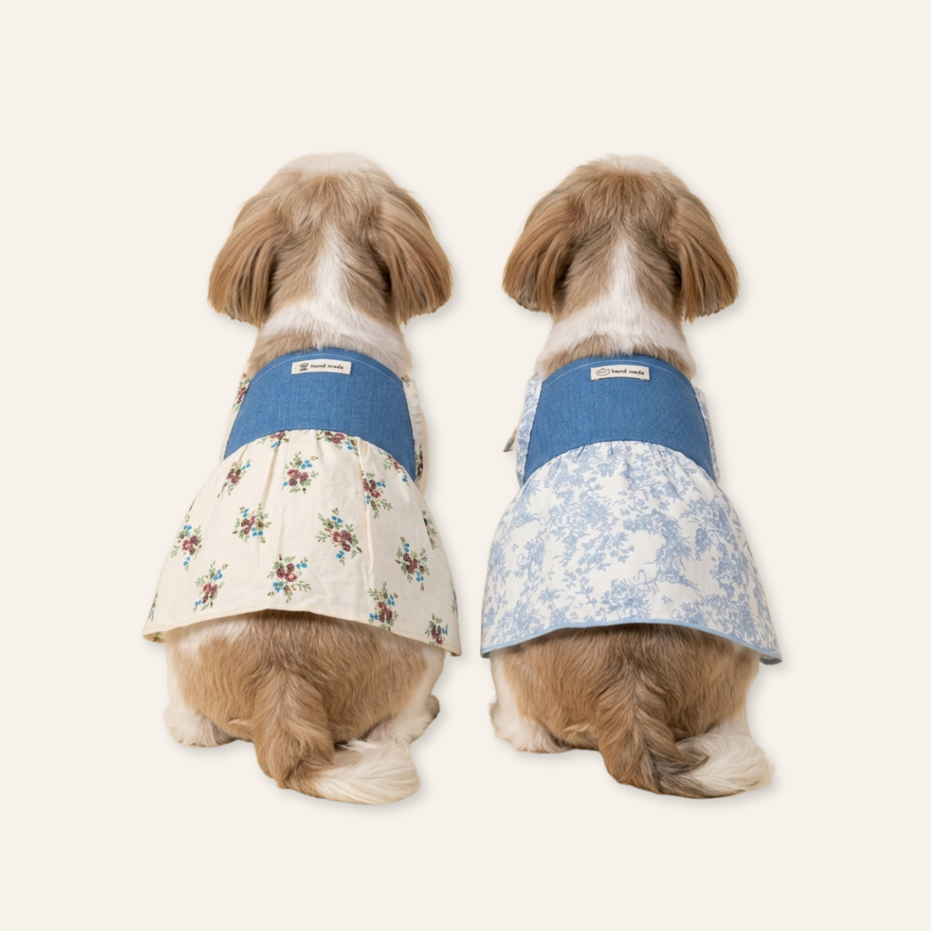 Floral Summer Dress - Daisy Cream & Blue Blossom Edition