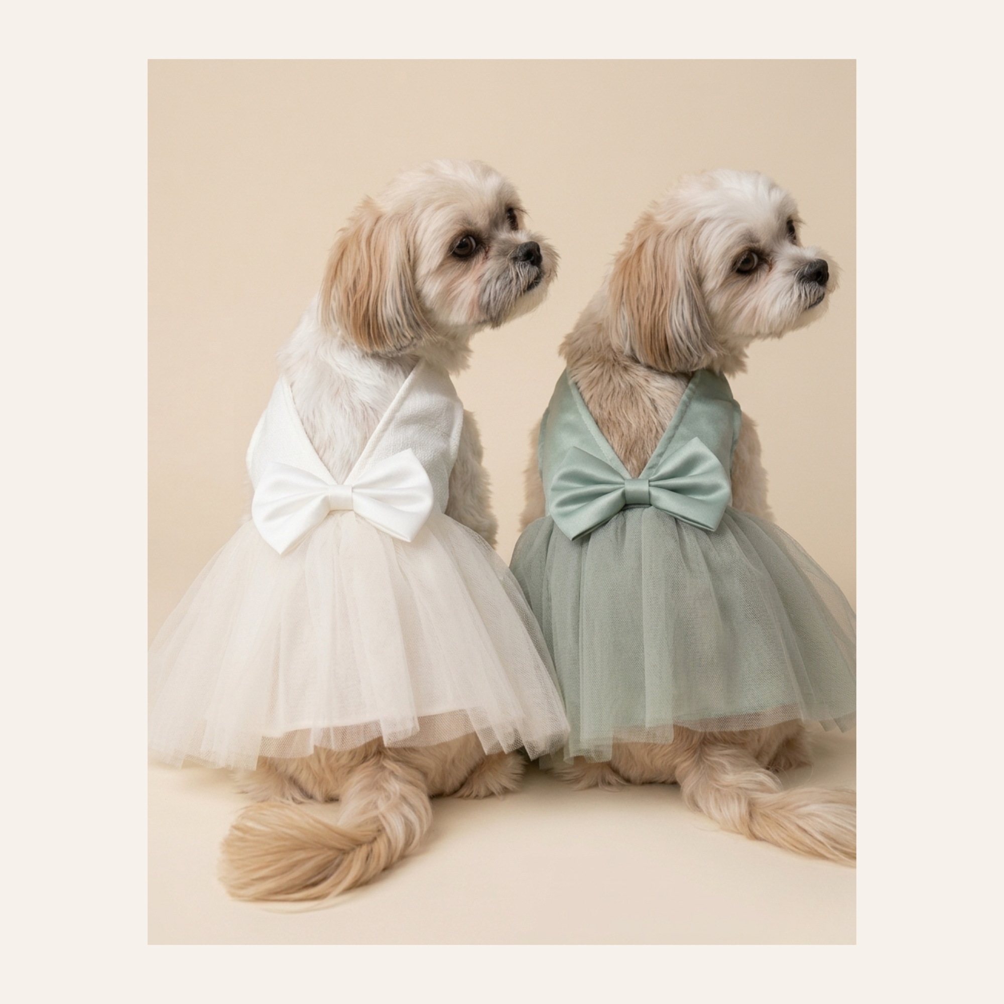 Dream Tutu Pet Dress Collection – Ivory/Sage Mint